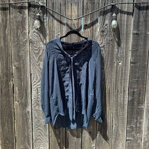 W118 by Walter Baker Tie-Neck Button Front Navy Blue Blouse size large